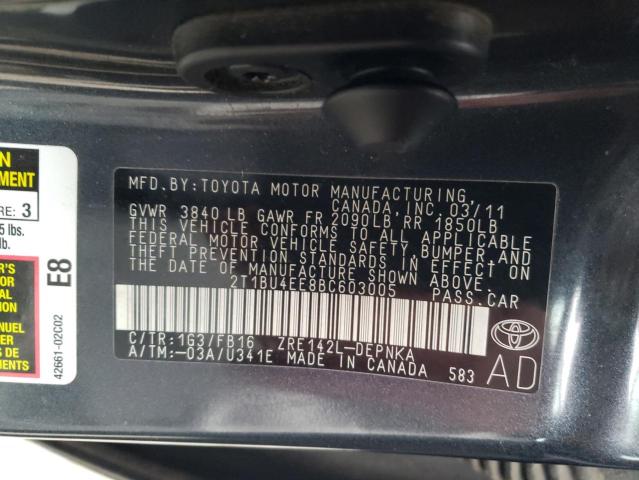 Photo 11 VIN: 2T1BU4EE8BC603005 - TOYOTA COROLLA BA 