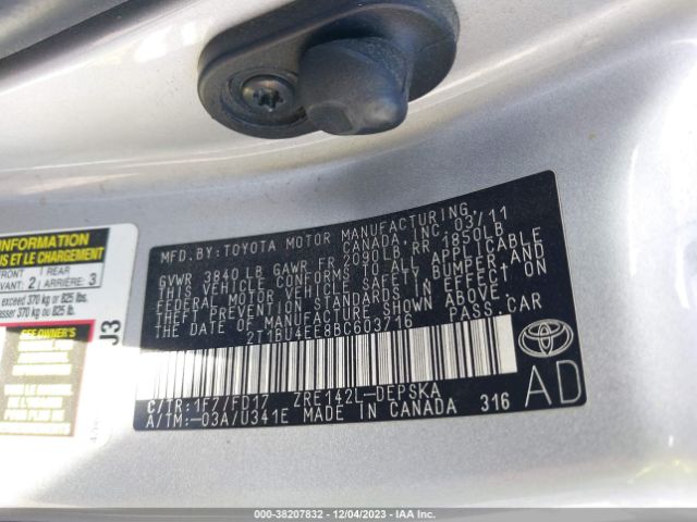 Photo 8 VIN: 2T1BU4EE8BC603716 - TOYOTA COROLLA 