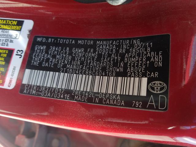 Photo 9 VIN: 2T1BU4EE8BC604168 - TOYOTA COROLLA BA 