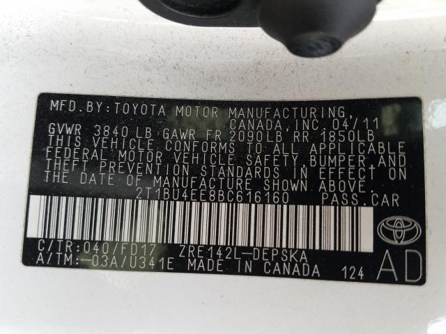 Photo 9 VIN: 2T1BU4EE8BC616160 - TOYOTA COROLLA BA 