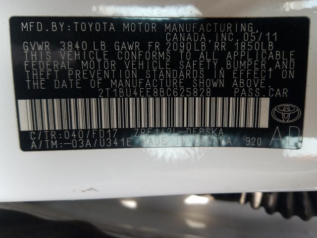 Photo 9 VIN: 2T1BU4EE8BC625828 - TOYOTA COROLLA BA 