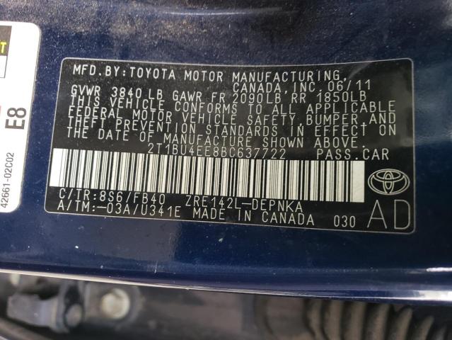 Photo 11 VIN: 2T1BU4EE8BC637722 - TOYOTA COROLLA BA 