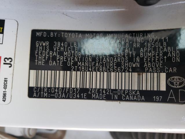 Photo 9 VIN: 2T1BU4EE8BC656724 - TOYOTA COROLLA L 