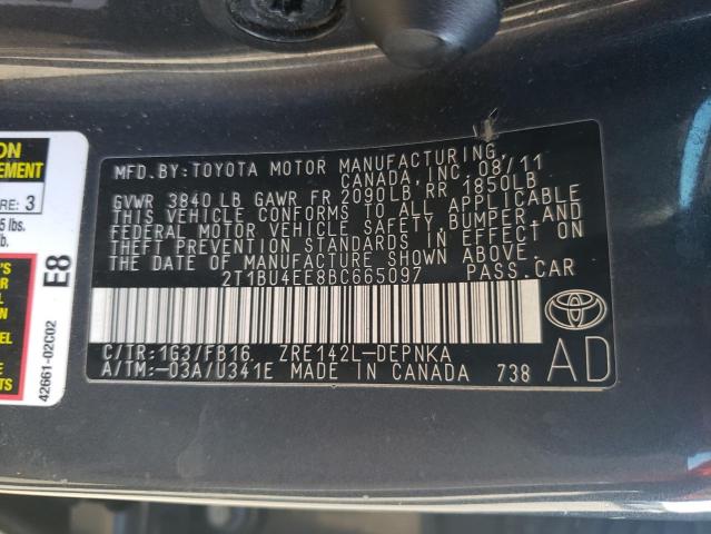 Photo 11 VIN: 2T1BU4EE8BC665097 - TOYOTA COROLLA 