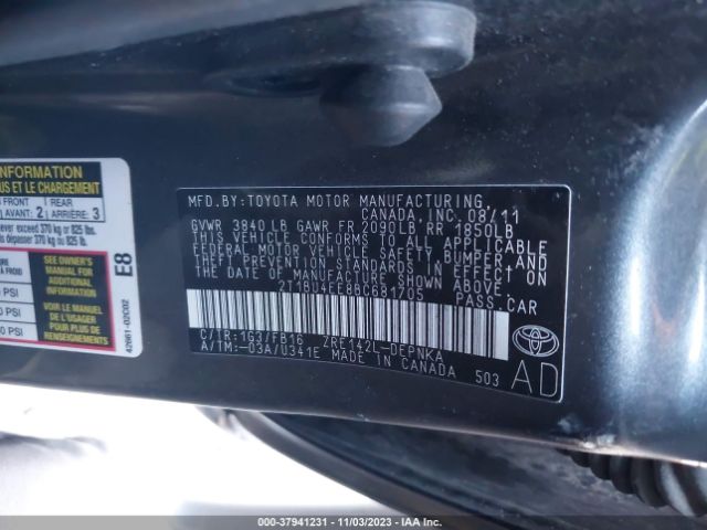 Photo 8 VIN: 2T1BU4EE8BC681705 - TOYOTA COROLLA 