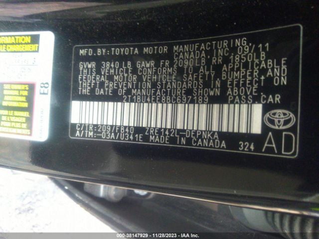 Photo 8 VIN: 2T1BU4EE8BC697189 - TOYOTA COROLLA 