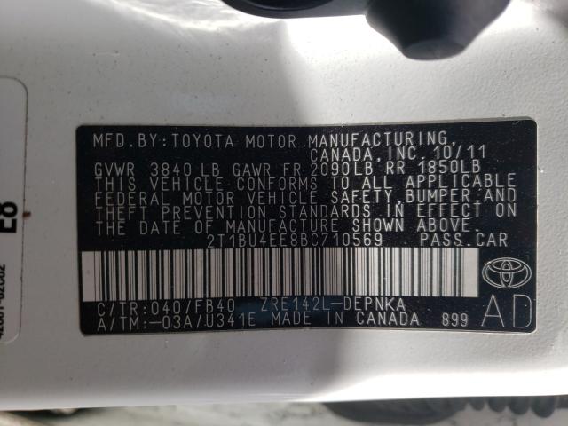 Photo 9 VIN: 2T1BU4EE8BC710569 - TOYOTA COROLLA BA 