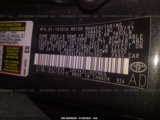 Photo 8 VIN: 2T1BU4EE8BC725380 - TOYOTA COROLLA 