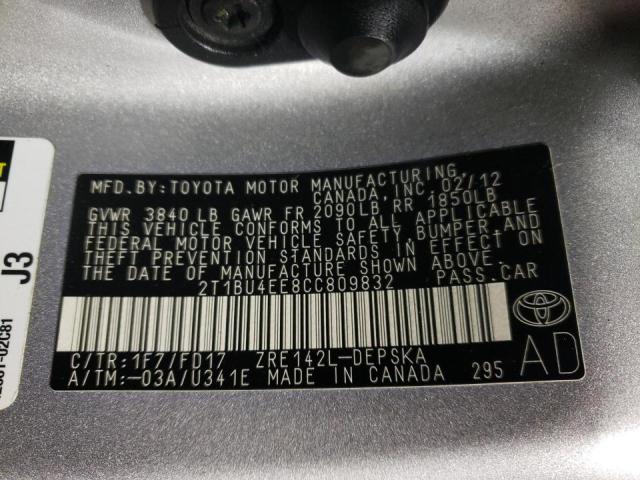 Photo 9 VIN: 2T1BU4EE8CC809832 - TOYOTA COROLLA BA 