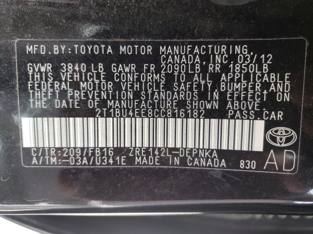 Photo 9 VIN: 2T1BU4EE8CC816182 - TOYOTA COROLLA BA 