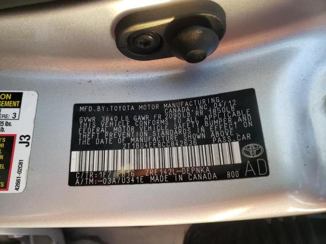 Photo 9 VIN: 2T1BU4EE8CC842636 - TOYOTA COROLLA BA 