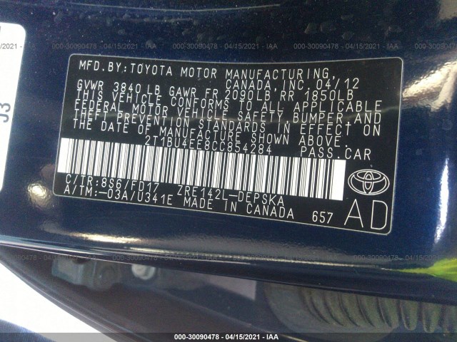 Photo 8 VIN: 2T1BU4EE8CC854284 - TOYOTA COROLLA 