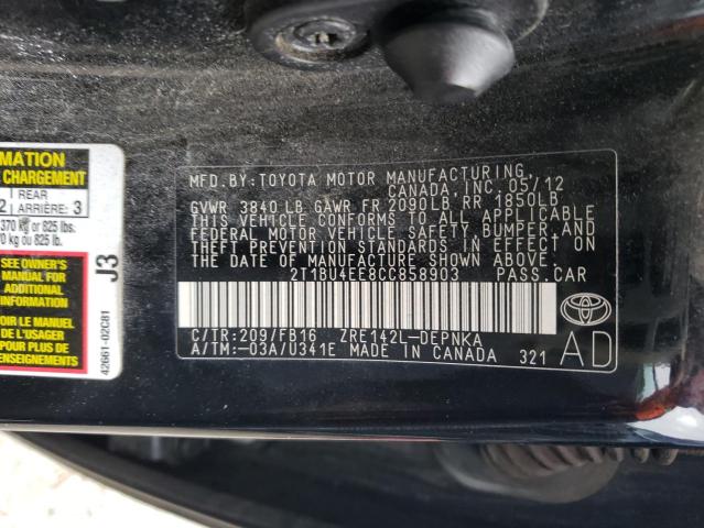 Photo 12 VIN: 2T1BU4EE8CC858903 - TOYOTA COROLLA 