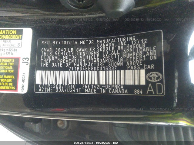 Photo 8 VIN: 2T1BU4EE8DC016337 - TOYOTA COROLLA 