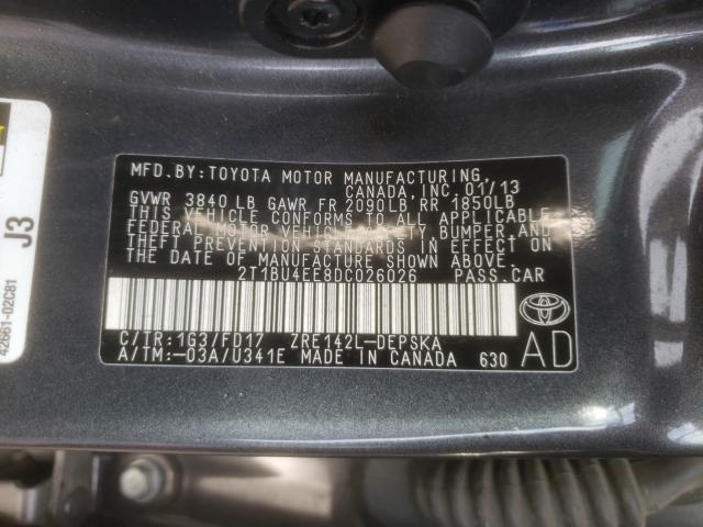 Photo 9 VIN: 2T1BU4EE8DC026026 - TOYOTA COROLLA BA 