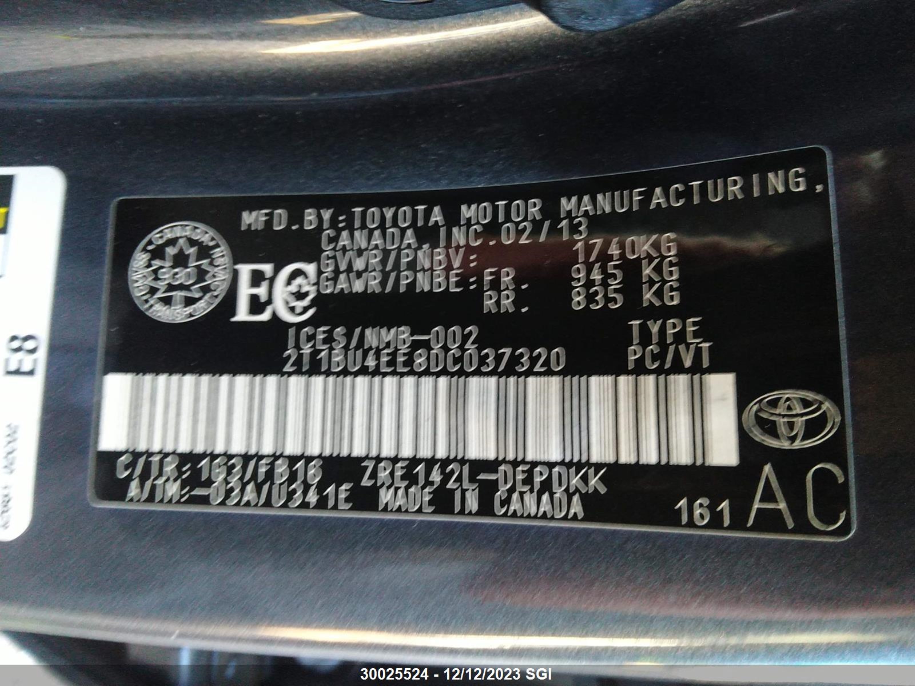 Photo 7 VIN: 2T1BU4EE8DC037320 - TOYOTA COROLLA 