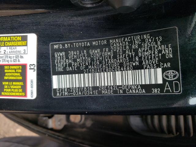 Photo 9 VIN: 2T1BU4EE8DC064680 - TOYOTA COROLLA BA 