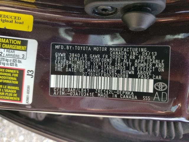 Photo 9 VIN: 2T1BU4EE8DC070088 - TOYOTA COROLLA BA 