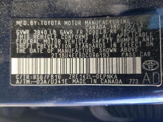 Photo 9 VIN: 2T1BU4EE8DC086193 - TOYOTA COROLLA BA 