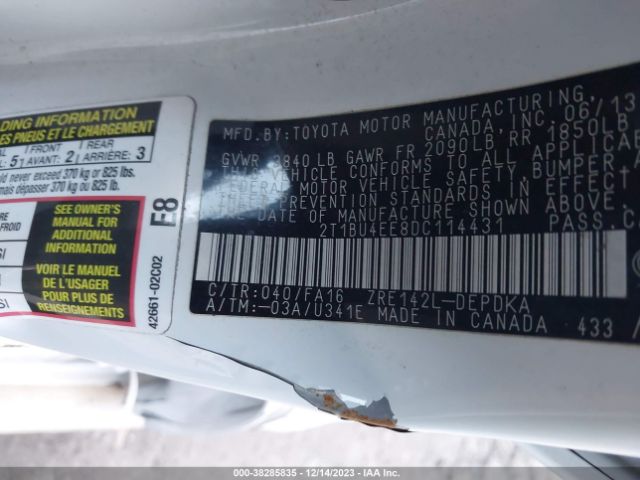 Photo 8 VIN: 2T1BU4EE8DC114431 - TOYOTA COROLLA 