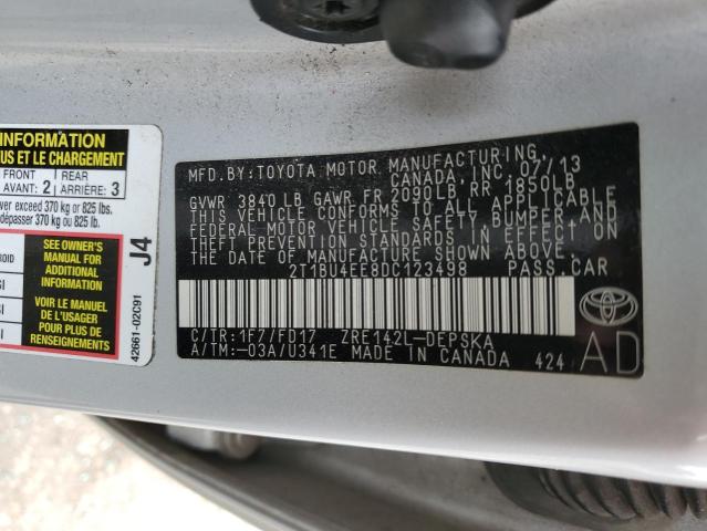 Photo 12 VIN: 2T1BU4EE8DC123498 - TOYOTA COROLLA 