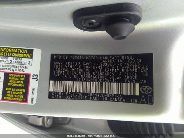 Photo 8 VIN: 2T1BU4EE8DC125512 - TOYOTA COROLLA 