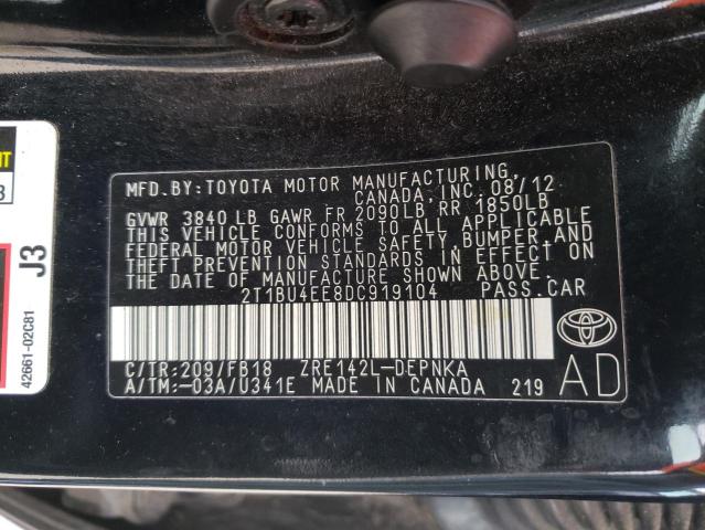 Photo 11 VIN: 2T1BU4EE8DC919104 - TOYOTA COROLLA BA 