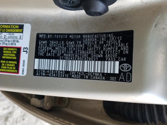 Photo 9 VIN: 2T1BU4EE8DC928031 - TOYOTA COROLLA BA 