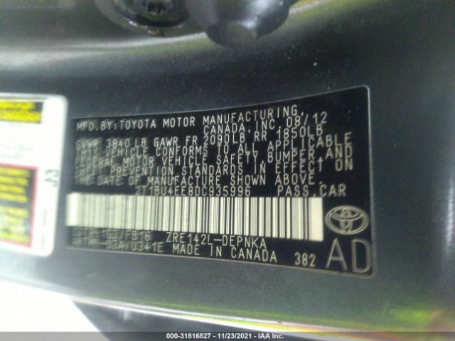 Photo 8 VIN: 2T1BU4EE8DC935996 - TOYOTA COROLLA 