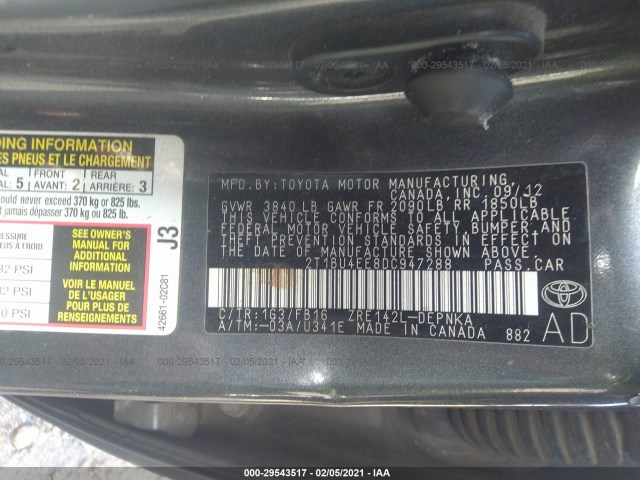 Photo 8 VIN: 2T1BU4EE8DC947288 - TOYOTA COROLLA 