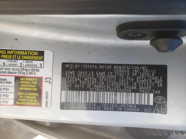 Photo 9 VIN: 2T1BU4EE8DC949008 - TOYOTA COROLLA BA 