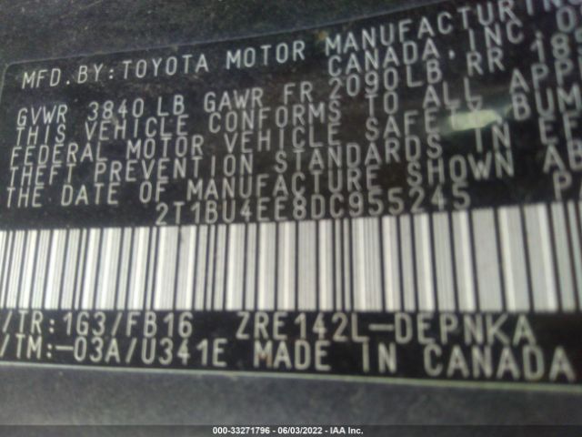 Photo 8 VIN: 2T1BU4EE8DC955245 - TOYOTA COROLLA 