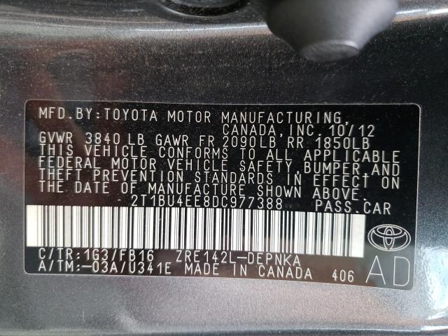 Photo 9 VIN: 2T1BU4EE8DC977388 - TOYOTA COROLLA BA 