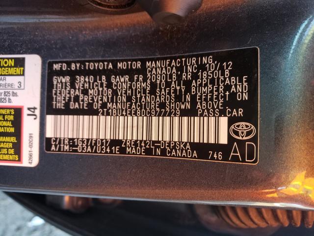 Photo 9 VIN: 2T1BU4EE8DC977729 - TOYOTA COROLLA BA 