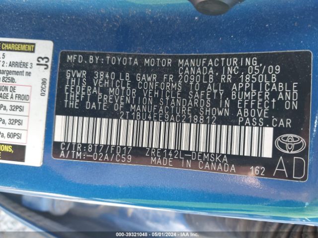 Photo 8 VIN: 2T1BU4EE9AC218812 - TOYOTA COROLLA 