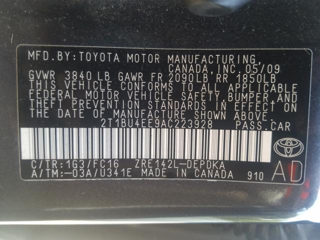 Photo 9 VIN: 2T1BU4EE9AC223928 - TOYOTA COROLLA BA 