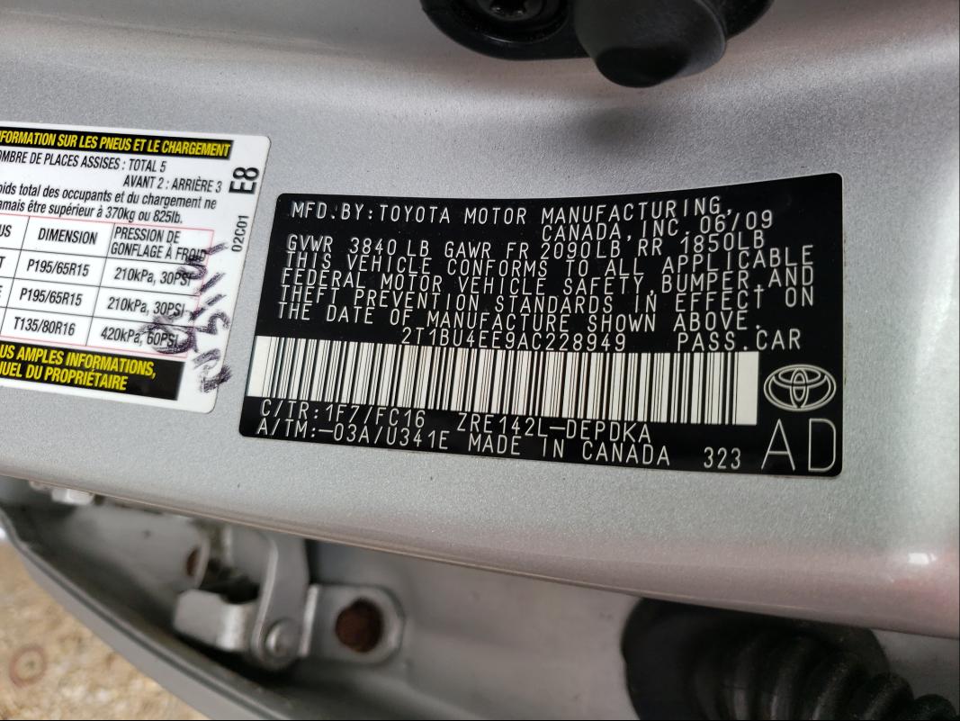 Photo 9 VIN: 2T1BU4EE9AC228949 - TOYOTA COROLLA BA 