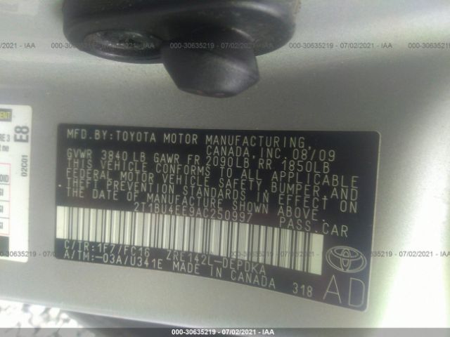 Photo 8 VIN: 2T1BU4EE9AC250997 - TOYOTA COROLLA 