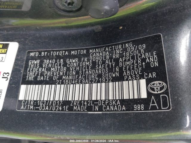 Photo 8 VIN: 2T1BU4EE9AC271932 - TOYOTA COROLLA 