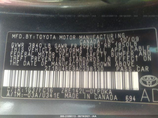 Photo 8 VIN: 2T1BU4EE9AC298130 - TOYOTA COROLLA 