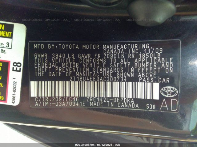 Photo 8 VIN: 2T1BU4EE9AC300734 - TOYOTA COROLLA 