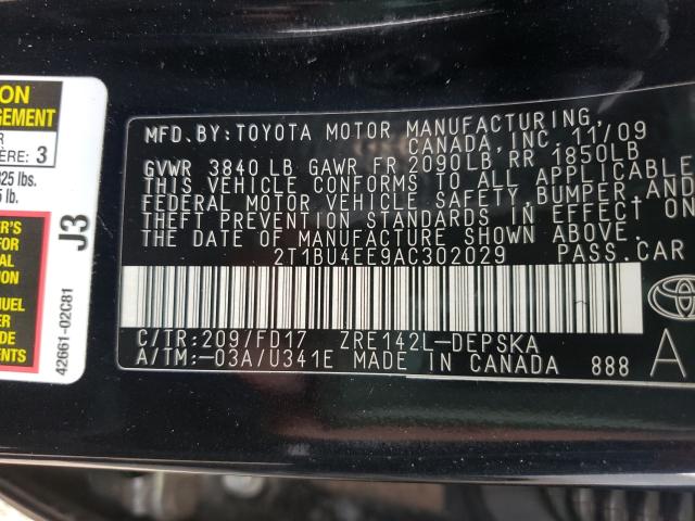 Photo 9 VIN: 2T1BU4EE9AC302029 - TOYOTA COROLLA 