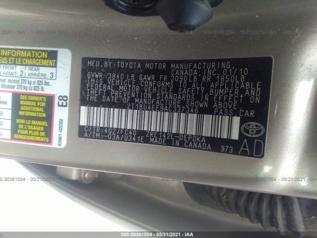 Photo 8 VIN: 2T1BU4EE9AC337346 - TOYOTA COROLLA 