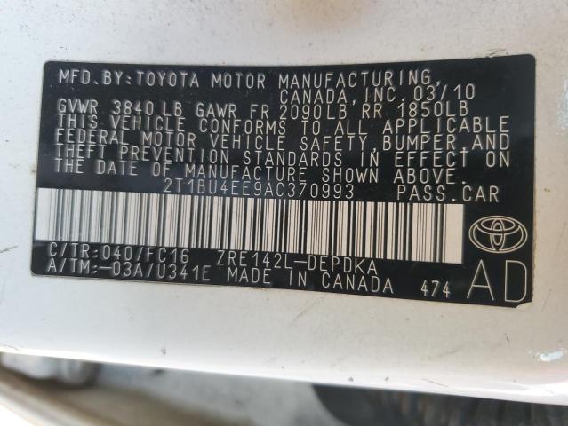 Photo 12 VIN: 2T1BU4EE9AC370993 - TOYOTA COROLLA 