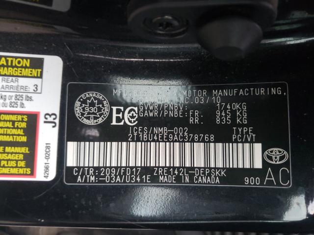 Photo 9 VIN: 2T1BU4EE9AC378768 - TOYOTA COROLLA BA 