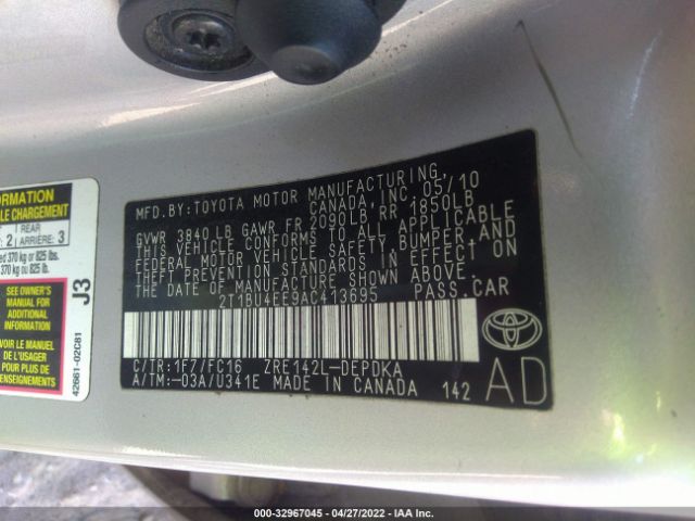 Photo 8 VIN: 2T1BU4EE9AC413695 - TOYOTA COROLLA 