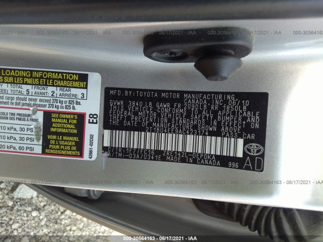 Photo 8 VIN: 2T1BU4EE9AC423174 - TOYOTA COROLLA 