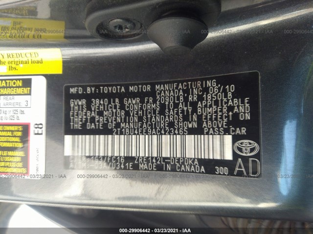 Photo 8 VIN: 2T1BU4EE9AC423465 - TOYOTA COROLLA 