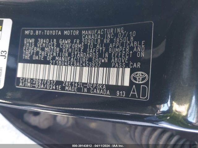 Photo 8 VIN: 2T1BU4EE9AC453937 - TOYOTA COROLLA 