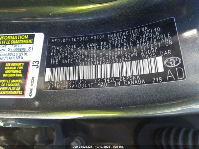 Photo 8 VIN: 2T1BU4EE9AC480054 - TOYOTA COROLLA 